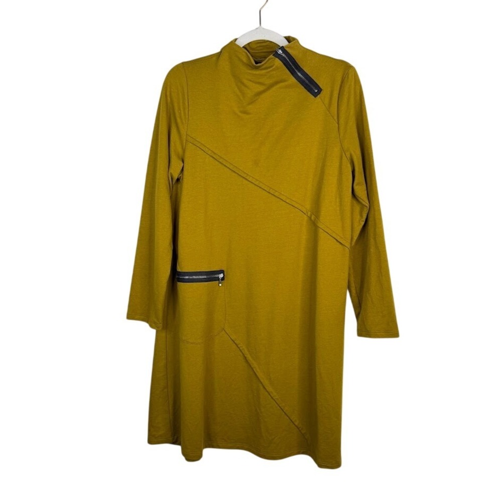 Chalet et Ceci Mock Neck Tunic Margo Dress Cotton Lagenlook Long Sleeve‎ Small